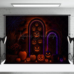 Lofaris Glow Jack Olantern Floral Scary Halloween Backdrop