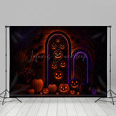 Lofaris Glow Jack Olantern Floral Scary Halloween Backdrop