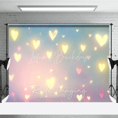 Lofaris Glowing Hearts Bokeh Photography Backdrop Pastel Pink and Blue Romantic Studio Background