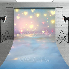 Lofaris Glowing Hearts Bokeh Photography Backdrop Pastel Pink and Blue Romantic Sweep Portrait Studio Background