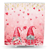Lofaris Gnome Couple Pink Bokeh Valentines Day Shower Curtain