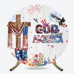 Lofaris God Bless America Round Independence Day Backdrop