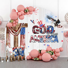 Lofaris God Bless America Round Independence Day Backdrop