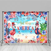 Lofaris God Bless America Summer Beach Flamingo Backdrop