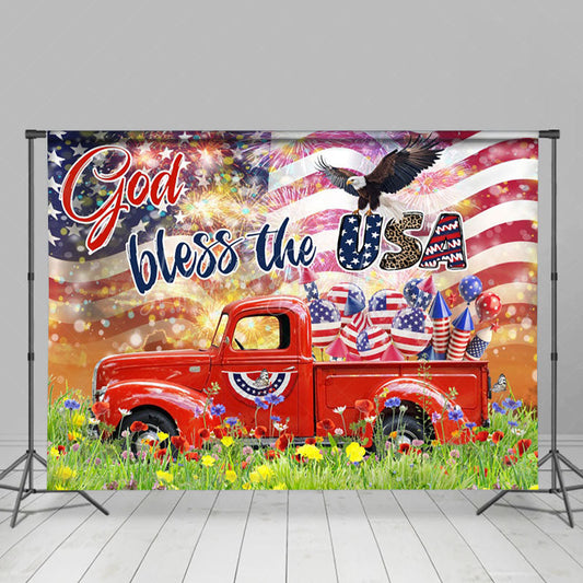 Lofaris God Bless The USA Truck Eagle Photography Backdrop