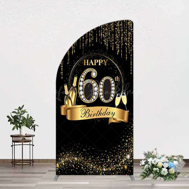 Lofaris Gold 60Th Birthday Women Half Moon Arch Backdrop