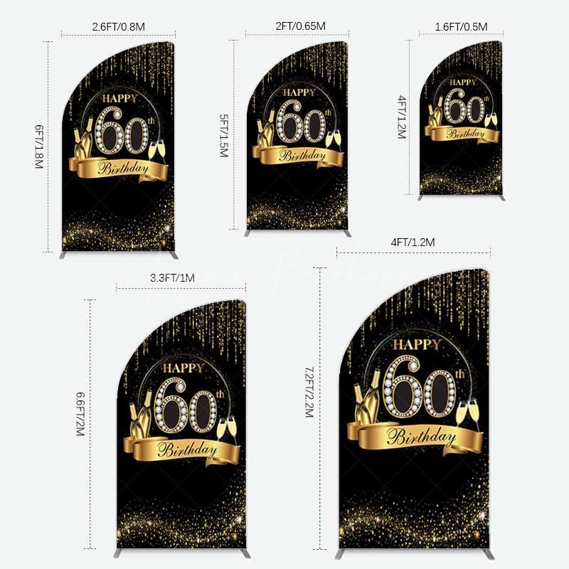 Lofaris Gold 60Th Birthday Women Half Moon Arch Backdrop