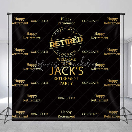 Lofaris Gold and Black Custom Retirement Party Backdrop Personalized Congrats Celebration Decor