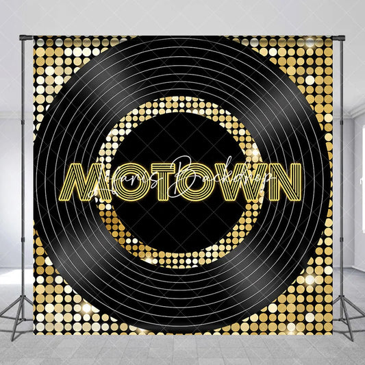 Lofaris Gold and Black Vinyl Record Music Themed Custom Backdrop Elegant Vintage Party Decoration