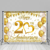 Lofaris Gold Balloon Ribbons Happy 20Th Anniversary Backdrop