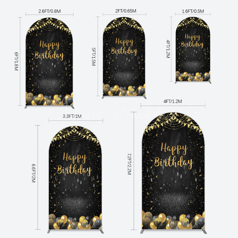 Lofaris Gold Balloons Glitter Bokeh Birthday Arch Backdrop