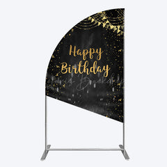 Lofaris Gold Balloons Glitter Bokeh Birthday Half Moon Arch Backdrop