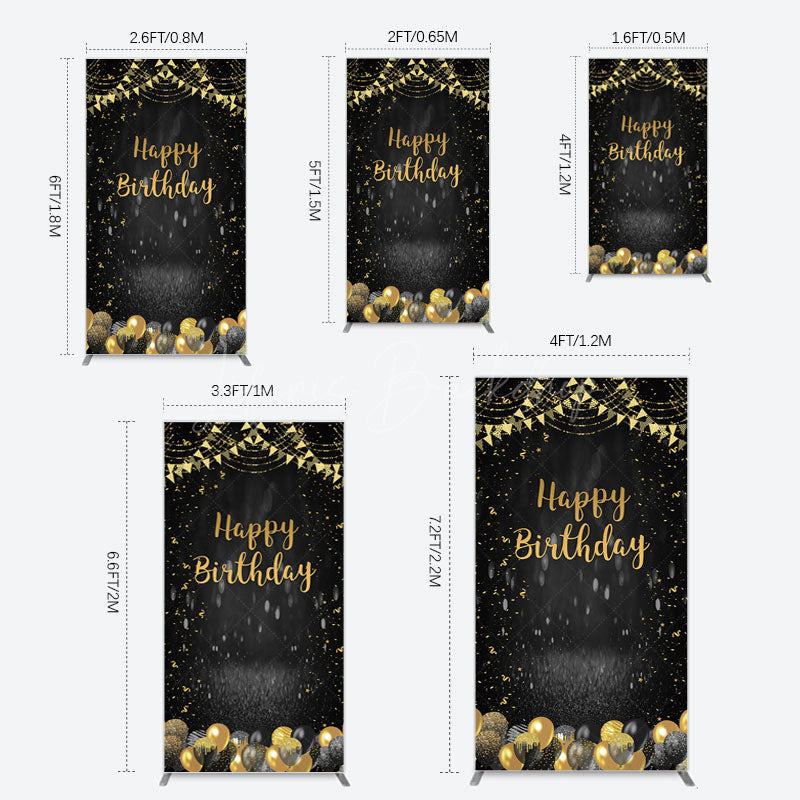 Lofaris Gold Balloons Glitter Bokeh Birthday Rectangle Backdrop