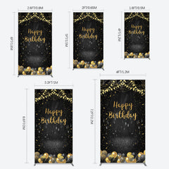 Lofaris Gold Balloons Glitter Bokeh Birthday Rectangle Backdrop
