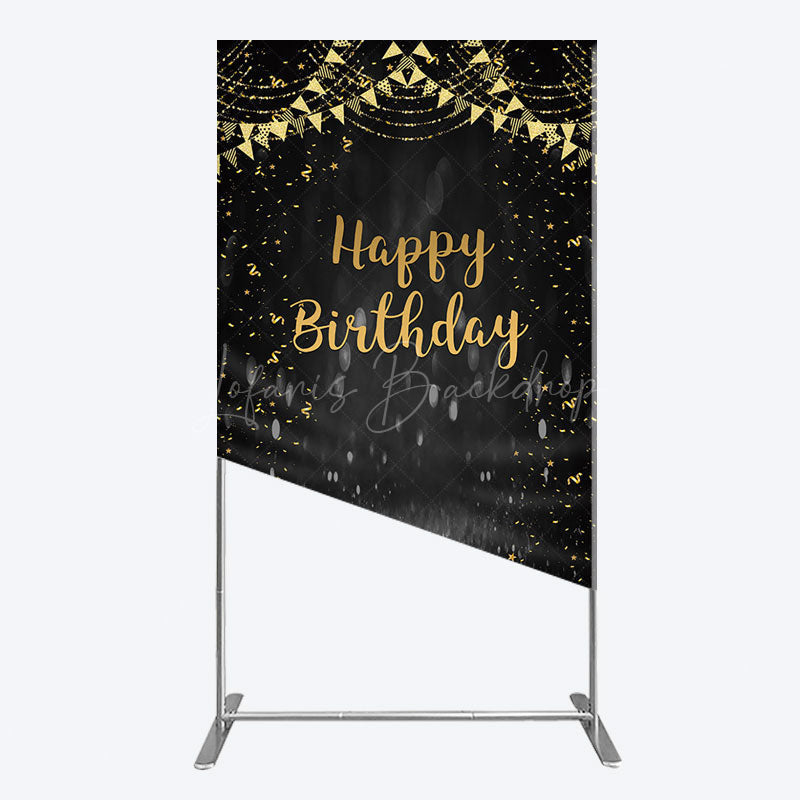 Lofaris Gold Balloons Glitter Bokeh Birthday Rectangle Backdrop
