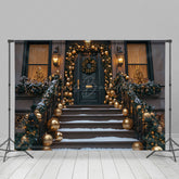Lofaris Gold Bauble Wreath Door Stairs Christmas Backdrop