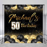 Lofaris Gold Black Balloon Custom Name 50th Birthday Backdrop