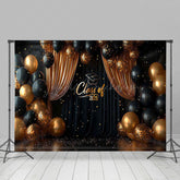 Lofaris Gold Black Curtain Balloons Class of 2025 Backdrop