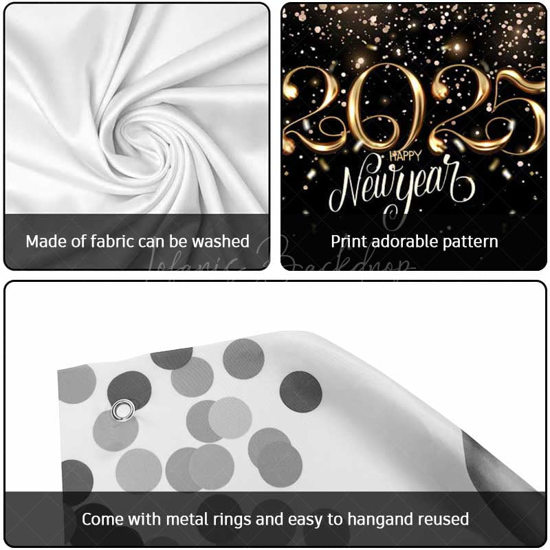 Lofaris Gold Blue Glitter 2025 New Year Garage Door Banner