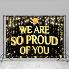 Lofaris Gold Bokeh We Are So Proud of You Graduation Backdrop Class 2026 Celebration Banner