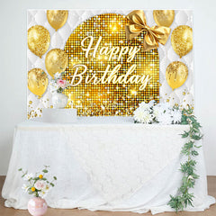 Lofaris Gold Bow Balloon Bokeh Vibe Happy Birthday Backdrop