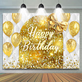 Lofaris Gold Bow Balloon Bokeh Vibe Happy Birthday Backdrop