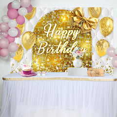 Lofaris Gold Bow Balloon Bokeh Vibe Happy Birthday Backdrop