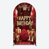 Lofaris Gold Burgundy Gift Box Rose Birthday Arch Backdrop