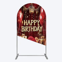 Lofaris Gold Burgundy Gift Box Rose Birthday Arch Backdrop