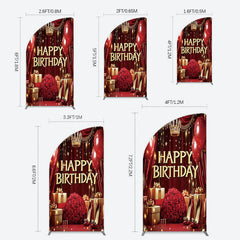 Lofaris Gold Burgundy Gift Box Rose Birthday Half Moon Arch Backdrop