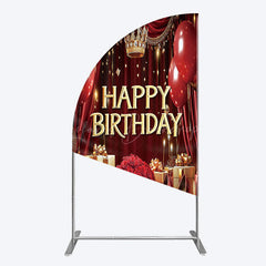 Lofaris Gold Burgundy Gift Box Rose Birthday Half Moon Arch Backdrop