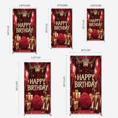 Lofaris Gold Burgundy Gift Box Rose Birthday Rectangle Backdrop