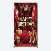 Lofaris Gold Burgundy Gift Box Rose Birthday Rectangle Backdrop
