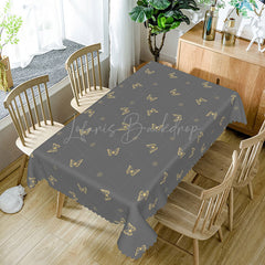 Lofaris Gold Butterfly Grey Morden Rectangle Tablecloth
