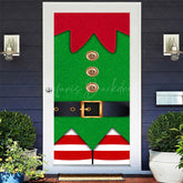 Lofaris Gold Buttons Green Red Christmas Vibe Door Cover
