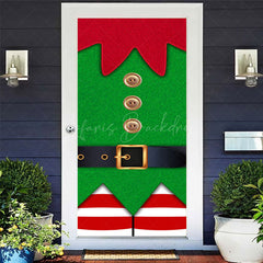 Lofaris Gold Buttons Green Red Christmas Vibe Door Cover
