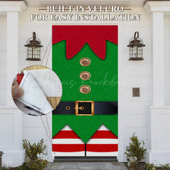 Lofaris Gold Buttons Green Red Christmas Vibe Door Cover