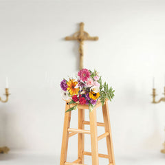Lofaris Gold Cross Candlestick Simple First Communion Backdrop
