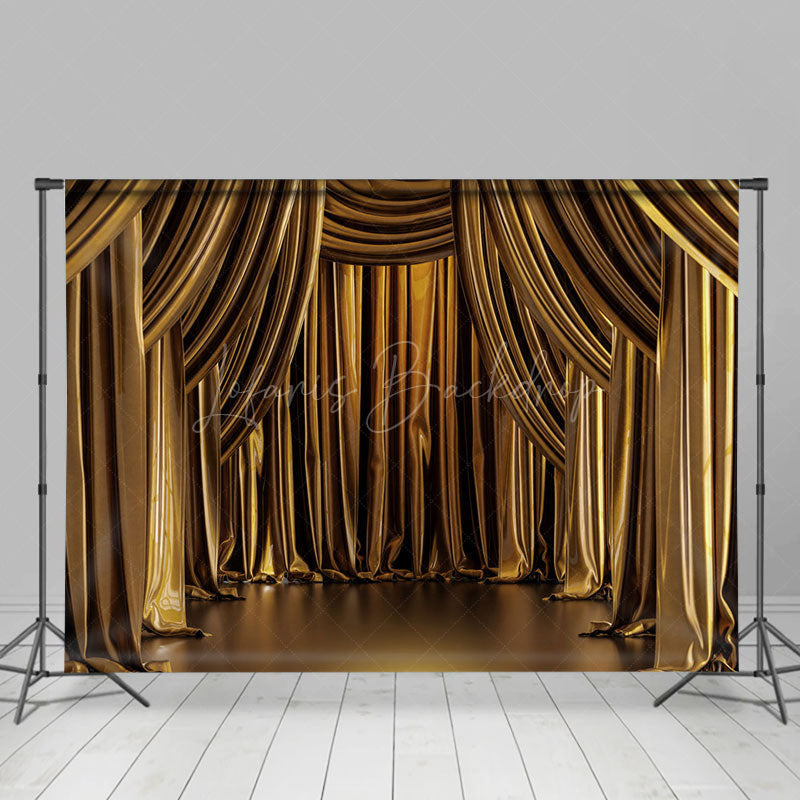 Lofaris Gold Curtain Opera House Stage Photography Backdrop