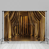 Lofaris Gold Curtain Opera House Stage Photography Backdrop
