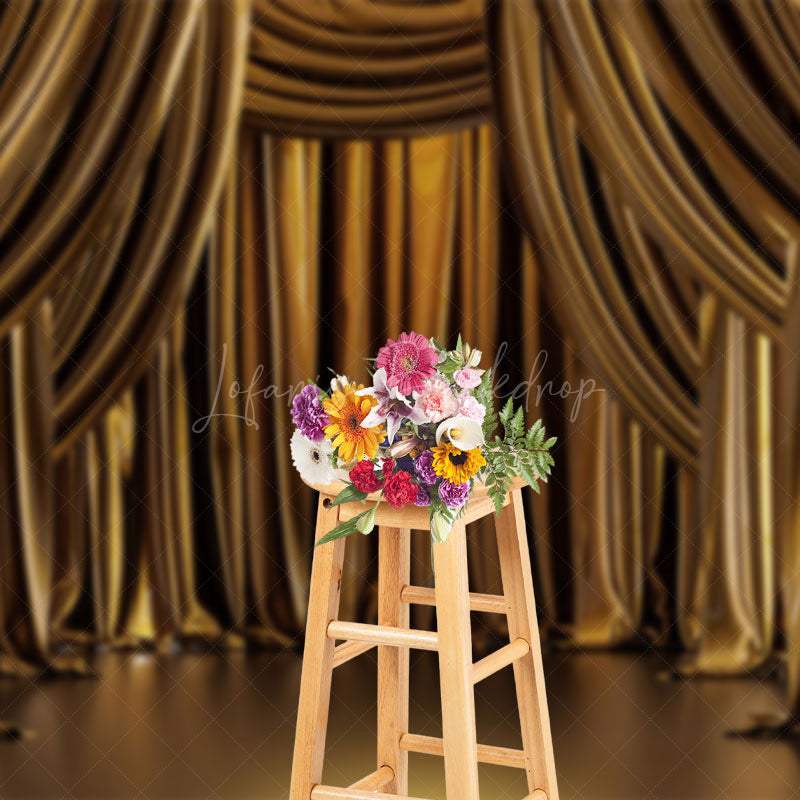 Lofaris Gold Curtain Opera House Stage Photography Backdrop