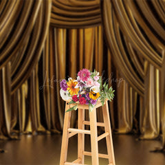 Lofaris Gold Curtain Opera House Stage Photography Backdrop