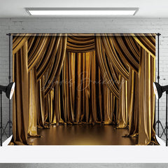 Lofaris Gold Curtain Opera House Stage Photography Backdrop