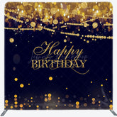Lofaris Gold Diamonds Bokeh Black Birthday Square Backdrop