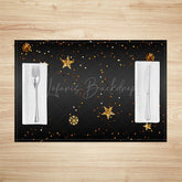 Lofaris Gold Dots Star Snowflakes Xmas Set Of 4 Placemats