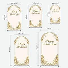 Lofaris Gold Floral Line Happy Retirement Arch Backdrop