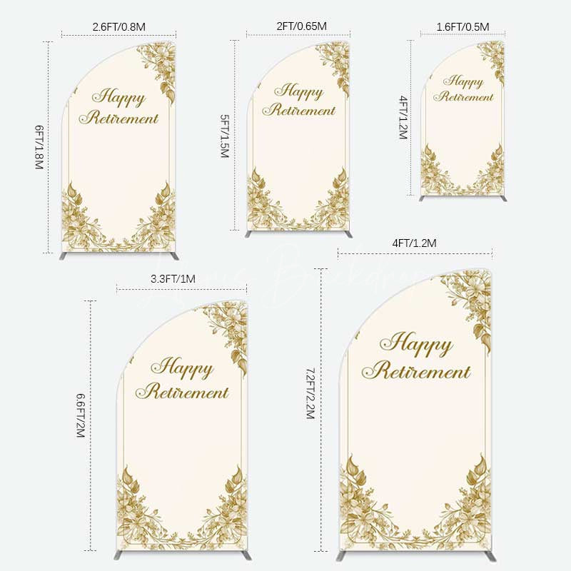Lofaris Gold Floral Line Happy Retirement Half Moon Arch Backdrop