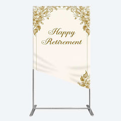Lofaris Gold Floral Line Happy Retirement Rectangle Backdrop