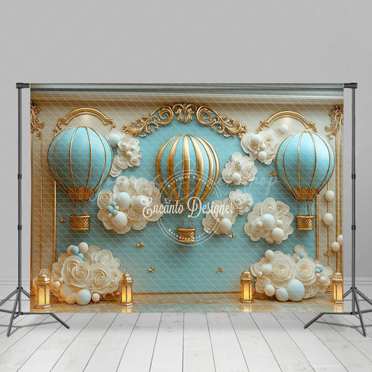 Lofaris Gold Flower Carving Hot Air Balloon Cake Samsh Backdrop