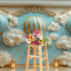 Lofaris Gold Flower Carving Hot Air Balloon Cake Samsh Backdrop